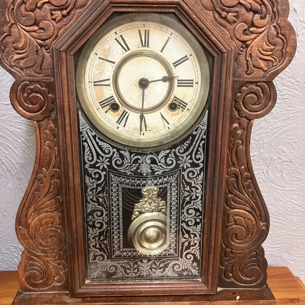 Antique American Ansonia 8 Day Gingerbread Parlor Mantel Clock With Chime. H57cm Image 1++