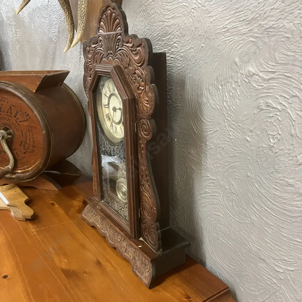 Antique American Ansonia 8 Day Gingerbread Parlor Mantel Clock With Chime. H57cm Image 1++