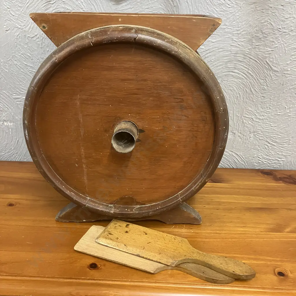 The Ideal No 1 Butter Churn (New Zealand)  With 2 Wooden Butter Paddles (As Found) Image 1++