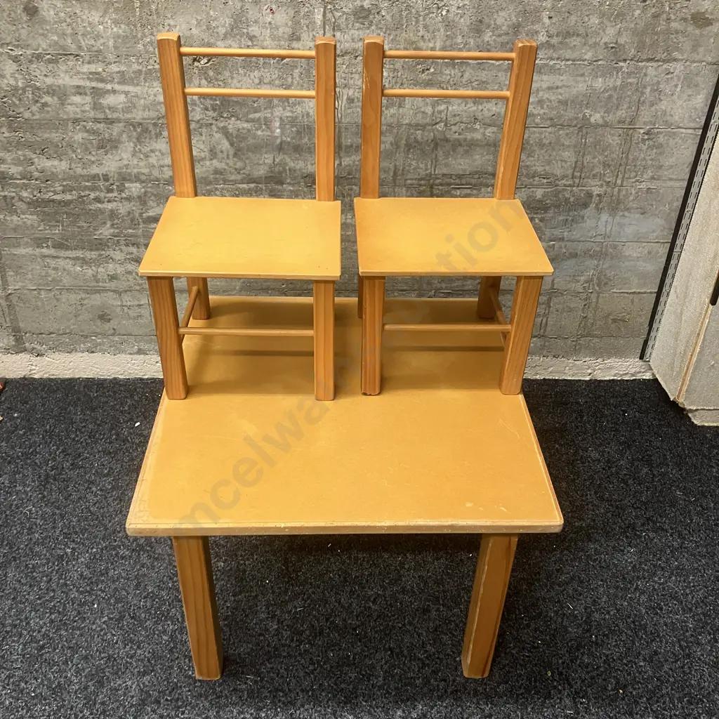 Vintage Brightway Products (NZ) Kids Table & Two Chairs. 44 x 60cm Image 1++