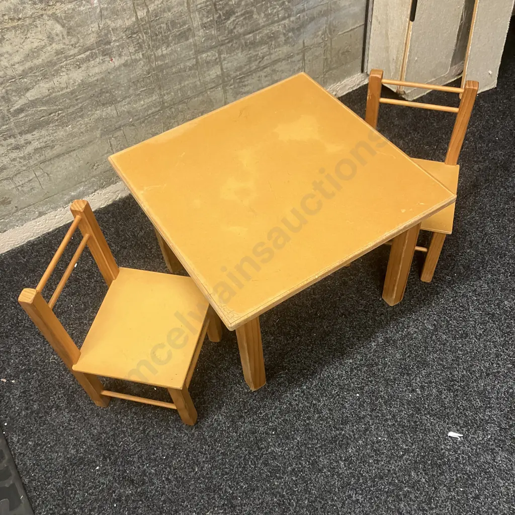 Vintage Brightway Products (NZ) Kids Table & Two Chairs. 44 x 60cm Image 1++