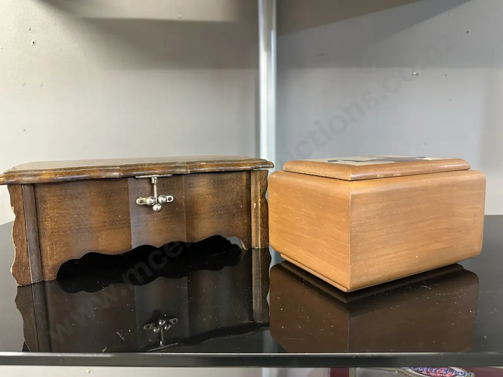 Vintage Wooden Jewellery Boxes Including Musical And Duck Detail  Image 1++