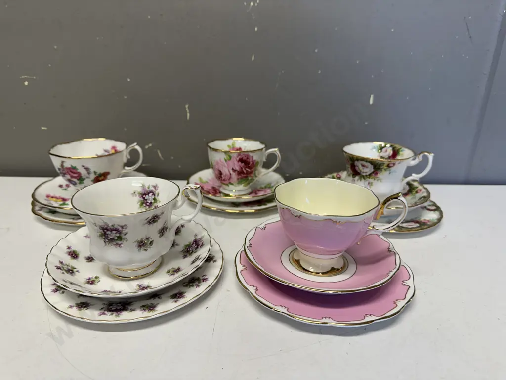 Selection Of Vintage Royal Albert Trios x5 Including American Beauty, Celebration Etc Image 1++