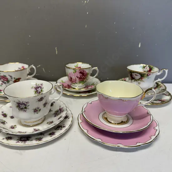 Selection Of Vintage Royal Albert Trios x5 Including American Beauty, Celebration Etc