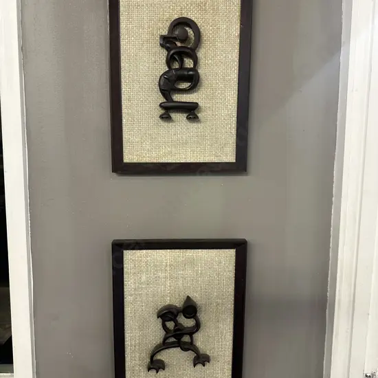 Pair Of Vintage Framed Artwork 'The Mania' H39,W26cm.