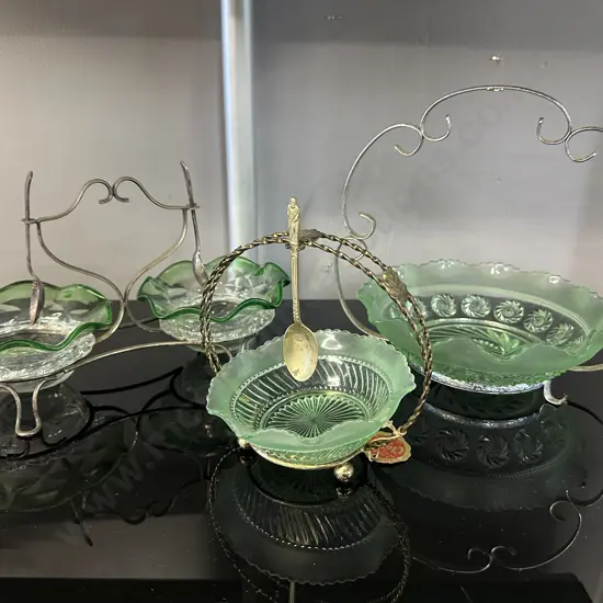 Art Deco Serving Bowls With Stands & Victorian Glass Dishes With Stand