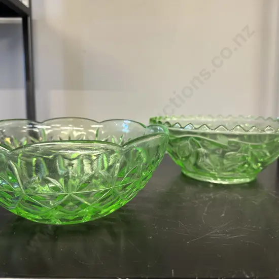 Vintage Green Depression Glass Bowls