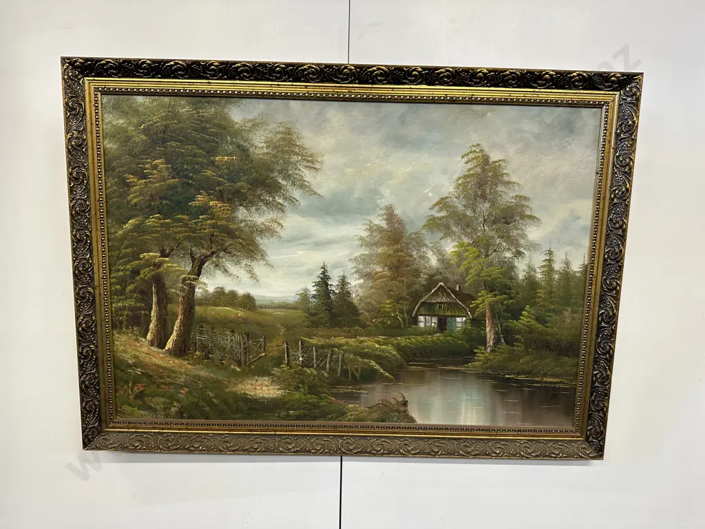 Vintage Gilt Framed Signed Artwork Country Scene H70,W98cm. Image 1++
