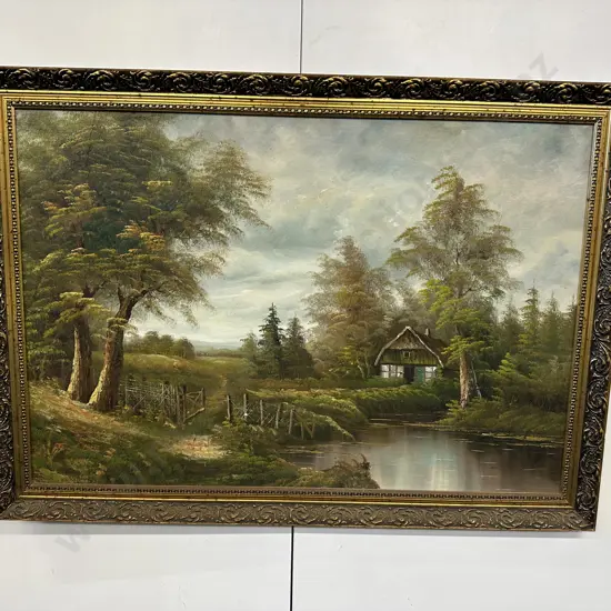 Vintage Gilt Framed Signed Artwork Country Scene H70,W98cm.