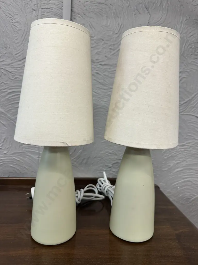 Pair Of Ibex Ceramic Table Lamps Latte Tones H38cm. Image 1++