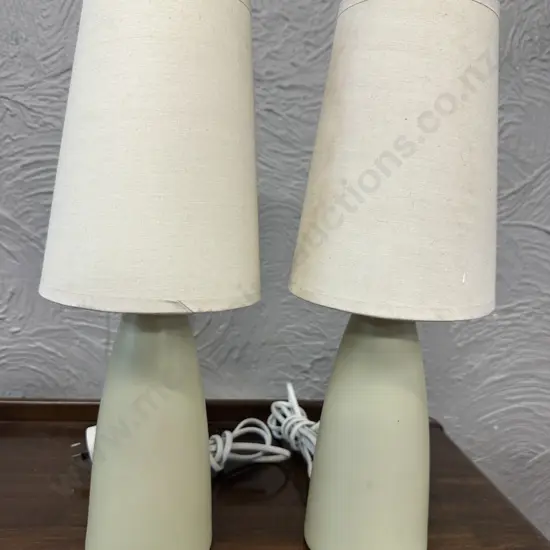 Pair Of Ibex Ceramic Table Lamps Latte Tones H38cm.