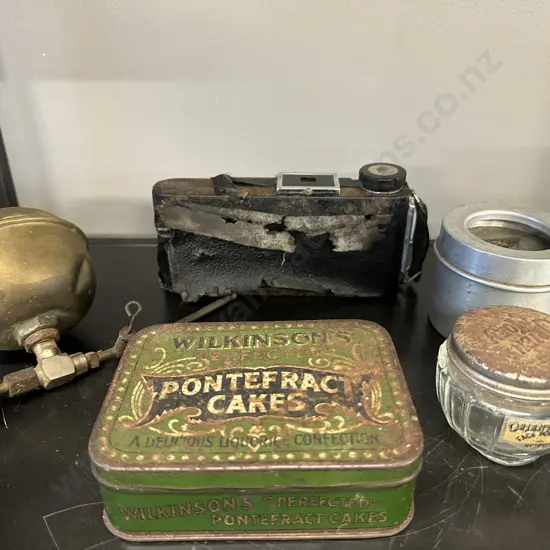 Selection Of Vintage Items Including Camera, Brassware, Buttons Etc