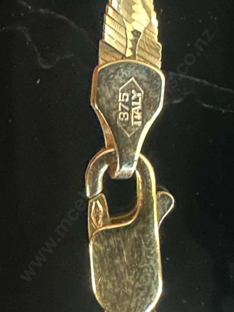 Stamped Italy 375 Gold Flat Design Chain Image 1++