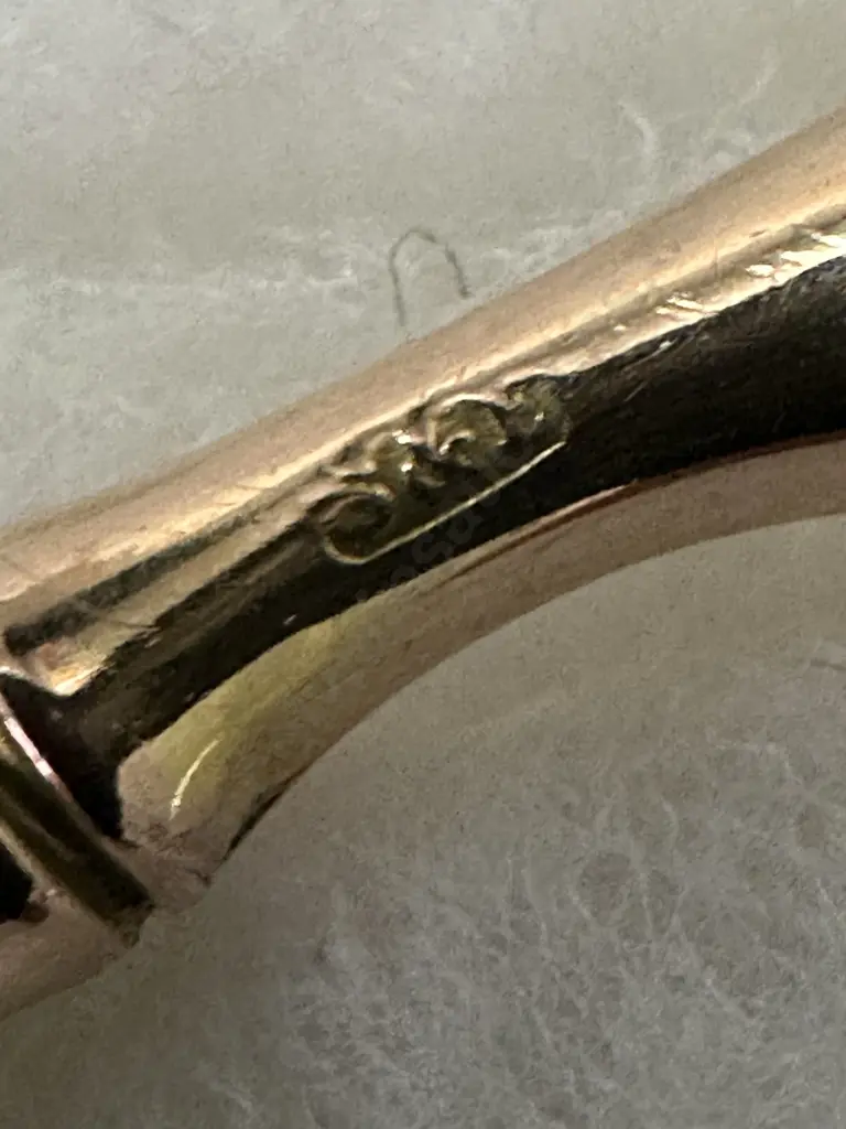 Antique Rose Gold Bamboo Detail Bangle Stamped 375 Safety Chain Damaged  Image 1++