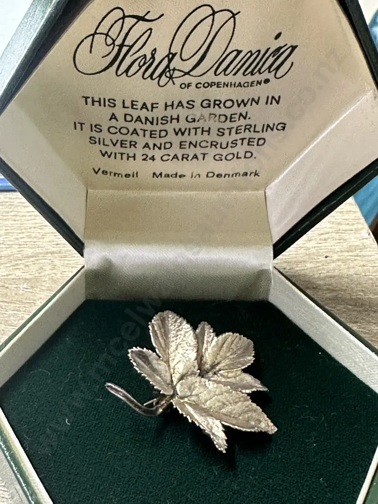 Sterling Silver & Encrusted With 24 Carat Gold Flora Danica Of Copenhagen Brooch Image 1++