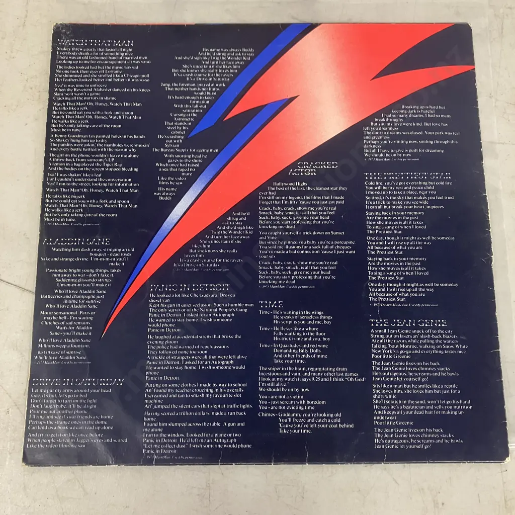Rare 1973 New Zealand Pressing David Bowie Aladdin Sane Gatefold Vinyl LP Record With Lyrics Sleeve, RCA Victor LSP-4852 Image 1++