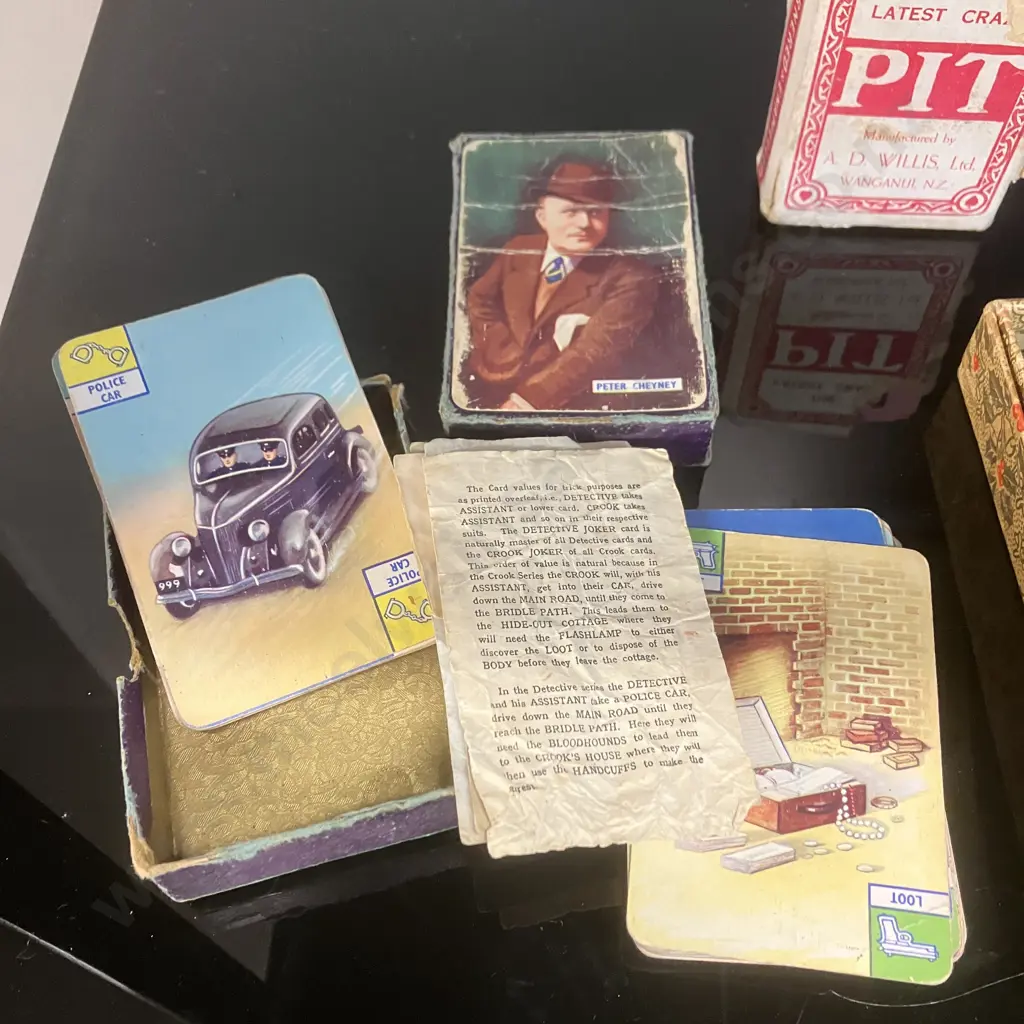 The Crime Club Card Game by Peter Cheyney, Pepys Series 1935 First Edition (Purple Box) As Found Image 1++