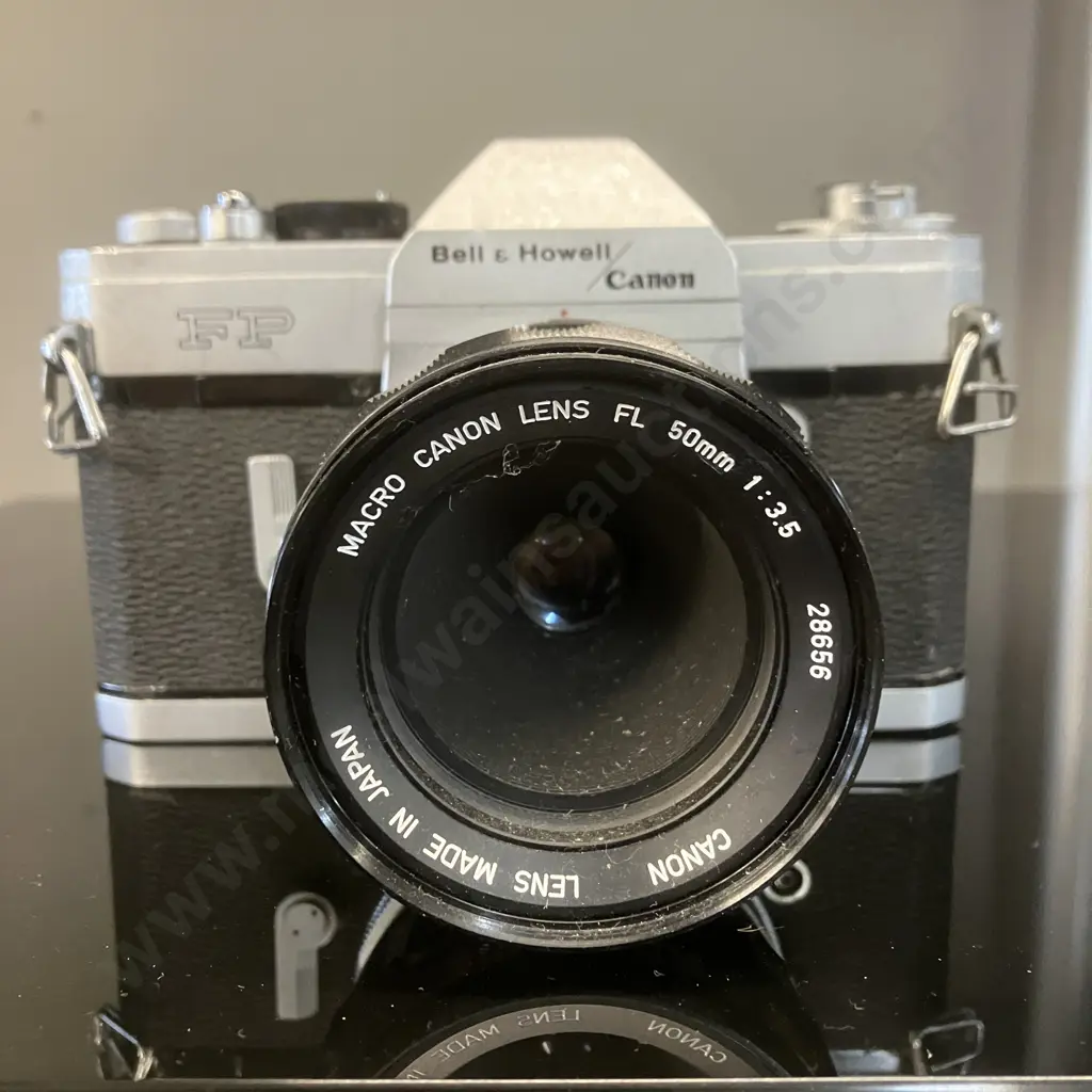 Canon / Bell & Howell FP 35mm Camera (#145499) With Canon FL 50mm f3.5 Macro Lens (#28656) - Japan 1964-1966 Image 1++