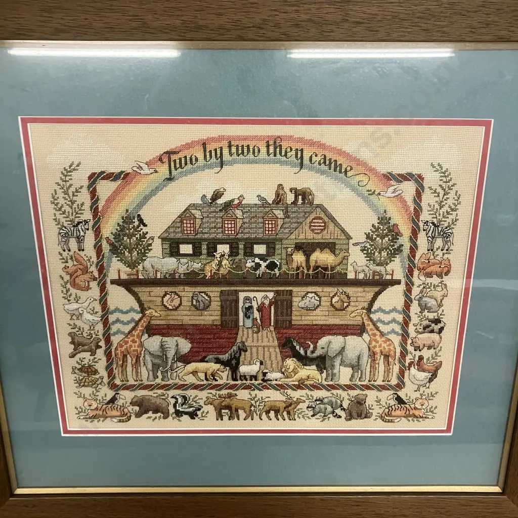 Framed Two By Two Tapestry 53 x 60cm, Vintage Framed Print, Wooden Framed Wall Mirror 79 x 105cm Image 1++