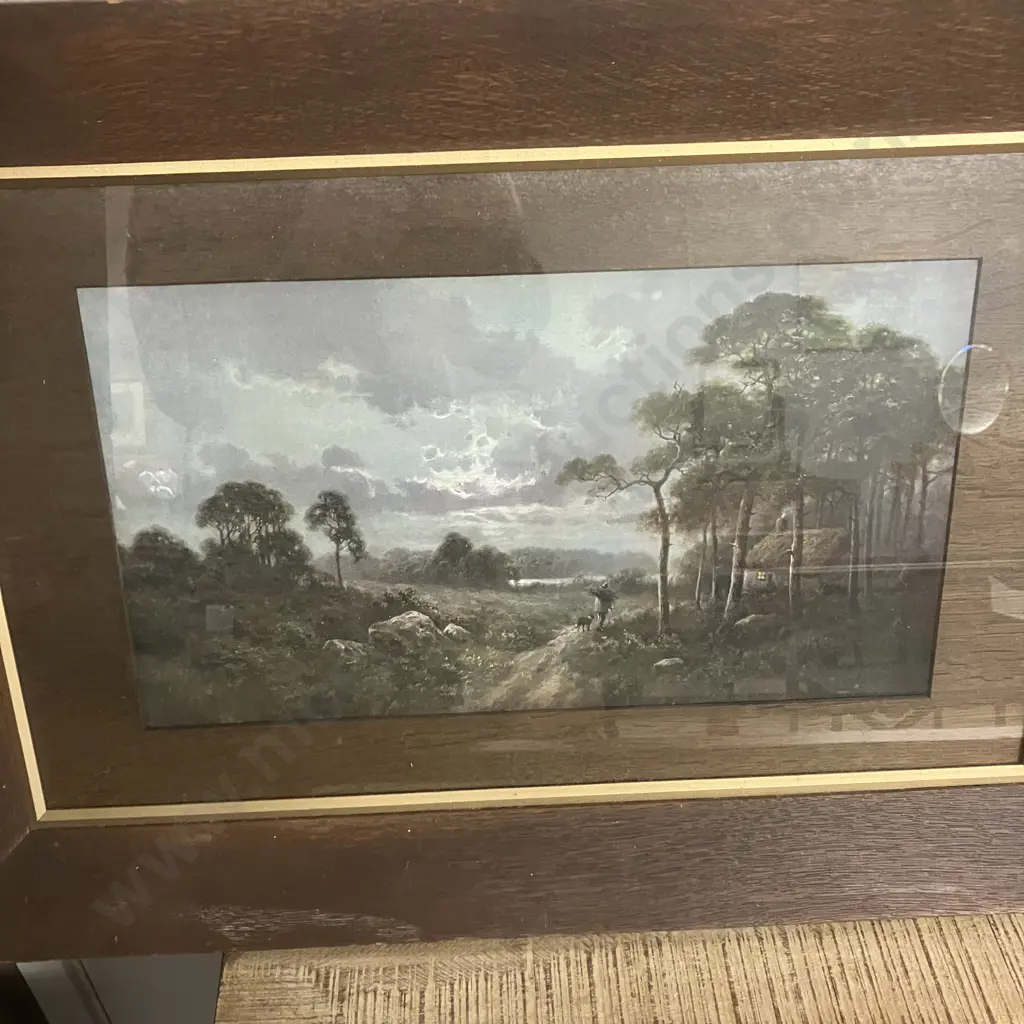 Framed Two By Two Tapestry 53 x 60cm, Vintage Framed Print, Wooden Framed Wall Mirror 79 x 105cm Image 1++