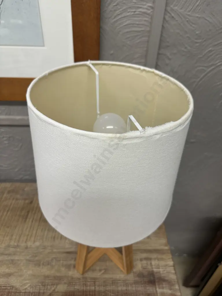 Home & Co Table Lamp Wooden Base And Cream Shade (af) H51cm. Image 1++