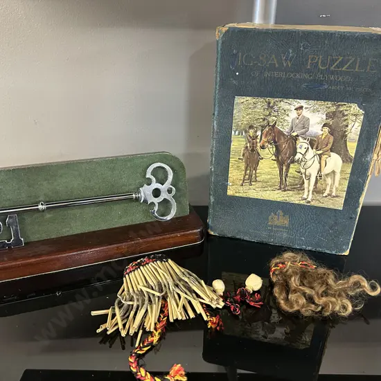 Vintage Items Including 21st Plaque, Jigsaw Puzzle (1 Piece Missing) Etc