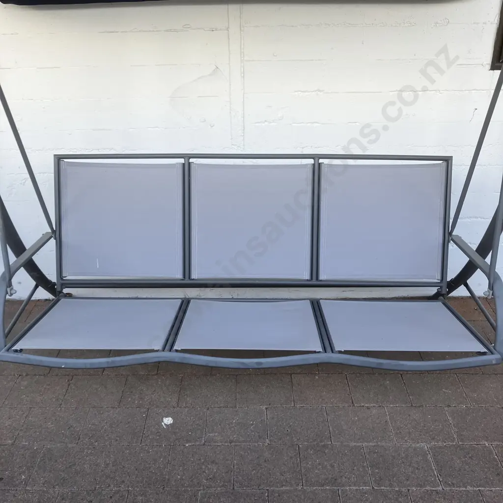 Blue & White 3 Seater Canopy Swing With Frame Image 1++