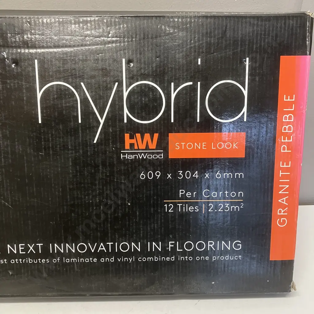 Hanwood Granite Pebble Stone Look Laminate Hybrid Flooring - 4 x Boxes of 12 Tiles / 2.23m2, 1 x Box of 9 Tiles Image 1++
