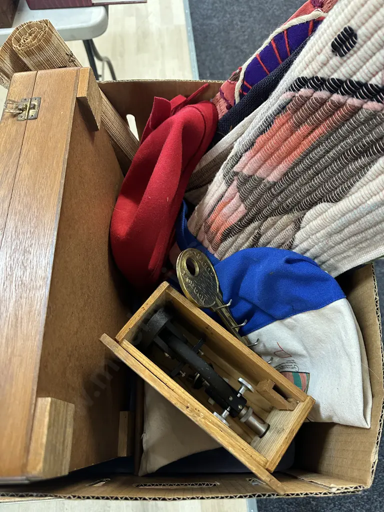  Selection Of Vintage Items Including Wall Hangings, Microscope, Canteen Etc Image 1++