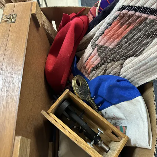   Selection Of Vintage Items Including Wall Hangings, Microscope, Canteen Etc