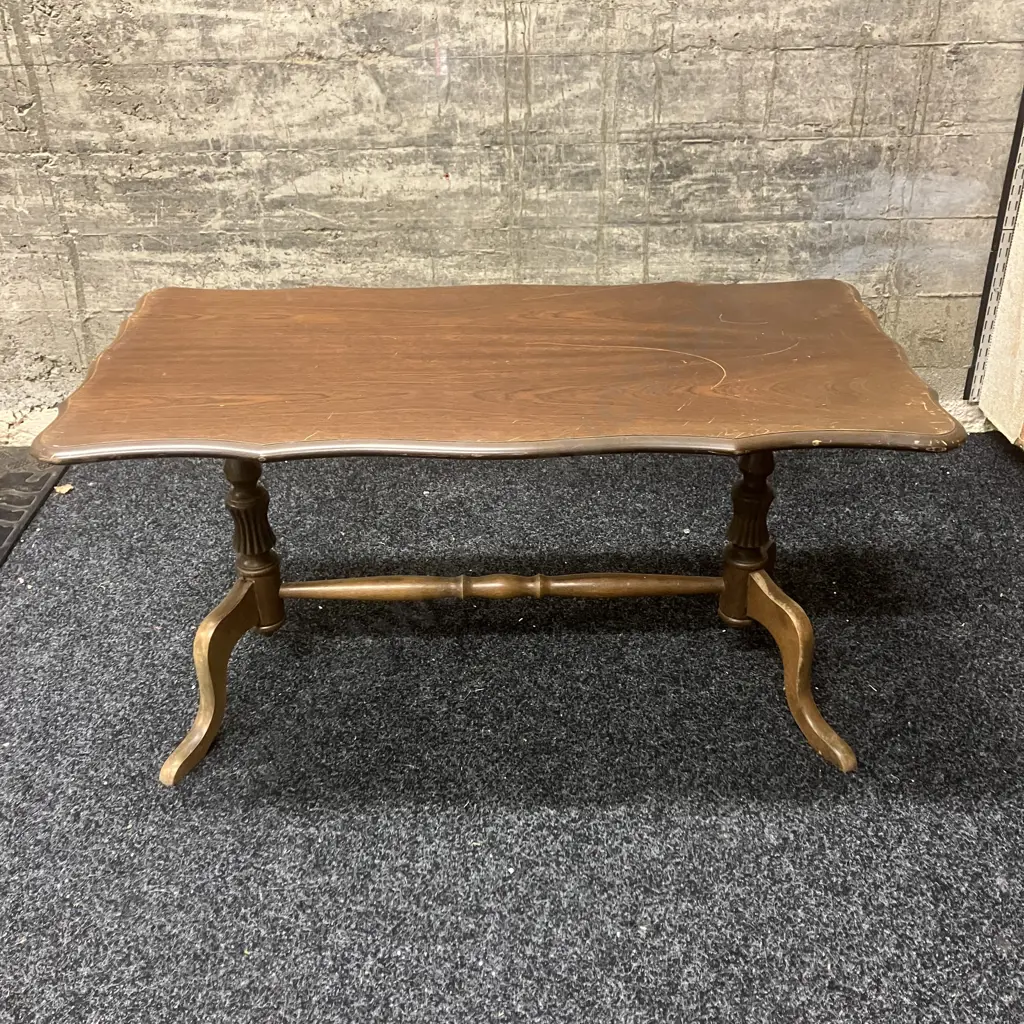 Mahogany Coffee Table (Repair To Leg) H48 W91 D46cm & Wine Table 53 x 39cm Image 1++