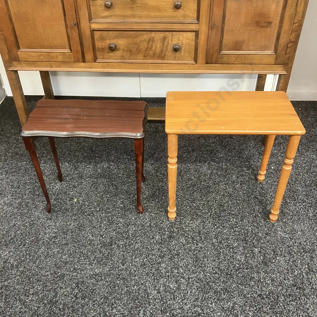 Small Oak & Mahogany Side Tables Image 1++