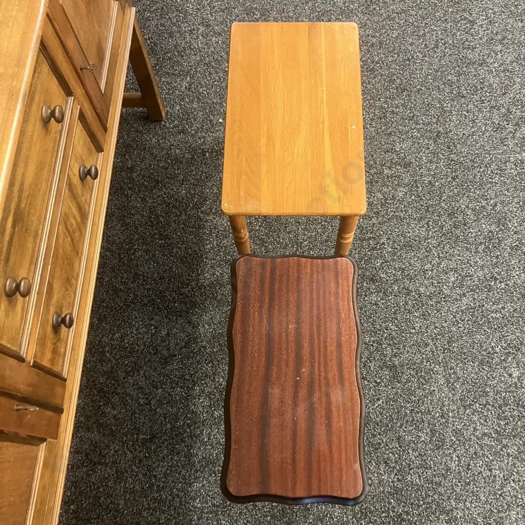 Small Oak & Mahogany Side Tables Image 1++