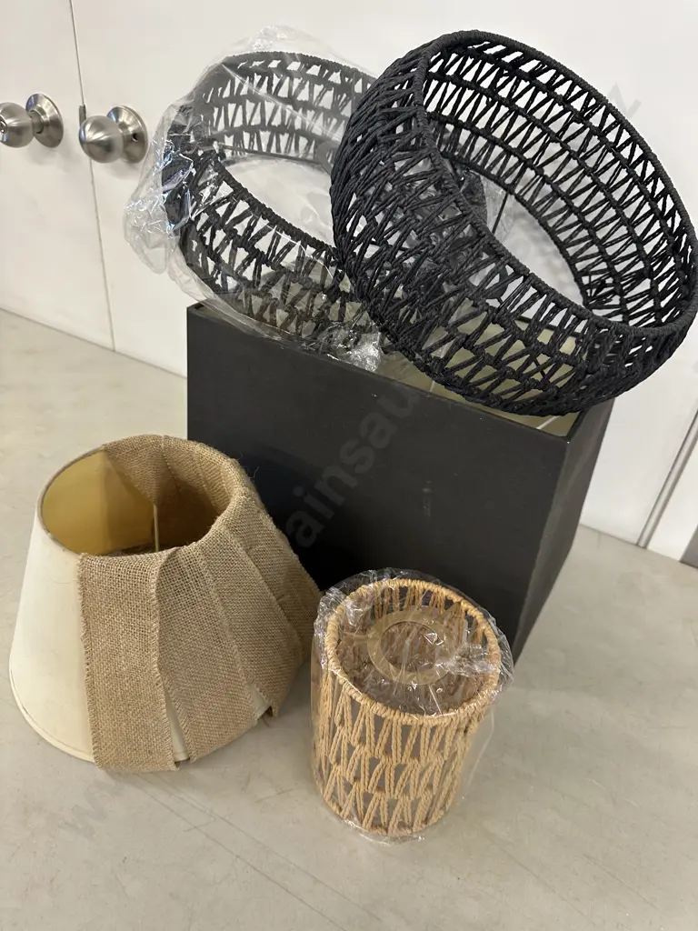 Selection Of Lamp Shades Including Rattan Image 1++