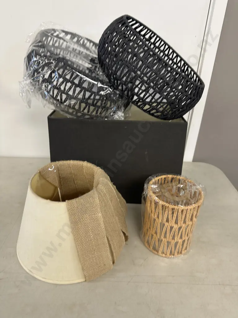 Selection Of Lamp Shades Including Rattan Image 1++