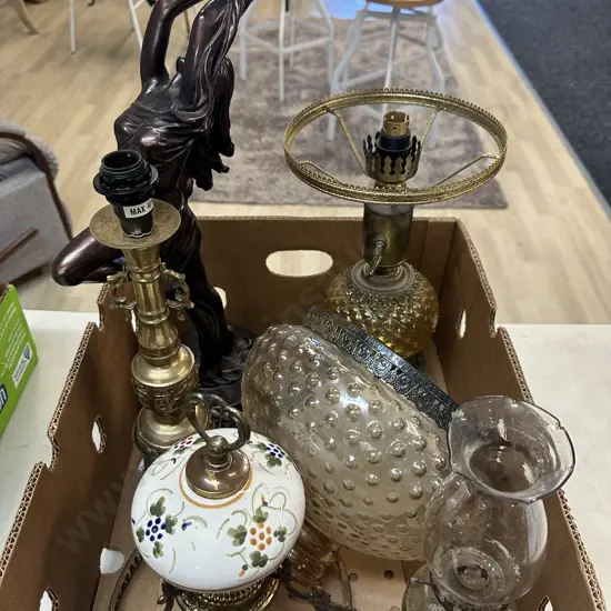 Assorted Vintage Items Including Lamp Bases, Shades Etc