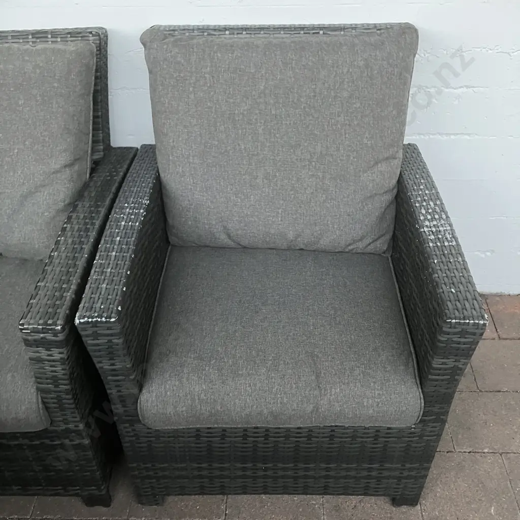 PE Wicker Outdoor Lounge Dining Set, 7 Seater, Smoked Glass Top Table, H70 W145 D85cm (1 Chair As Found) Image 1++
