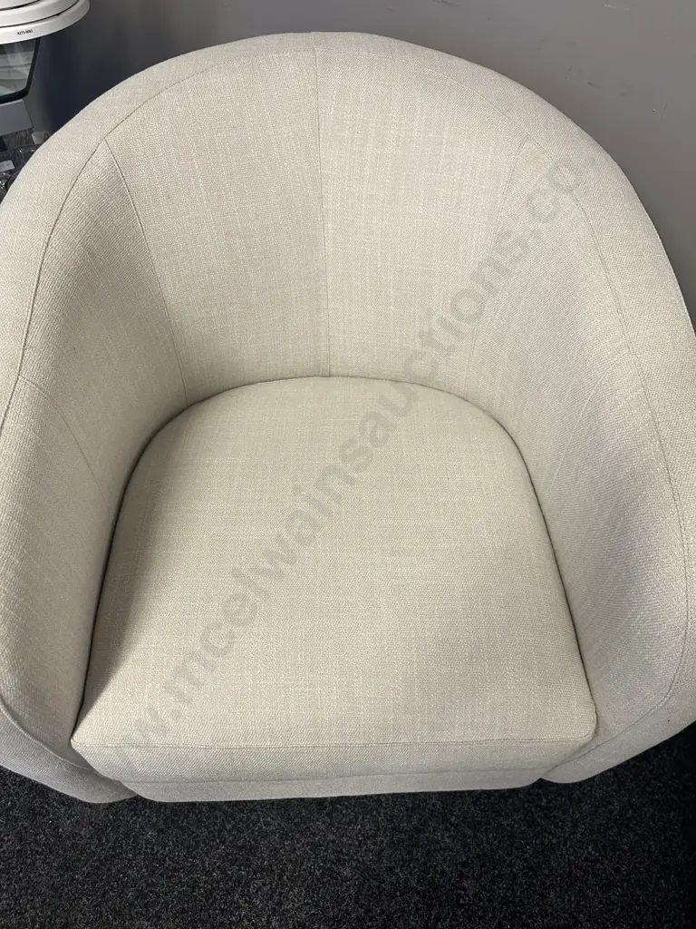 Pair Of Stunning Linen Look Off White Swivel Chairs Image 1++