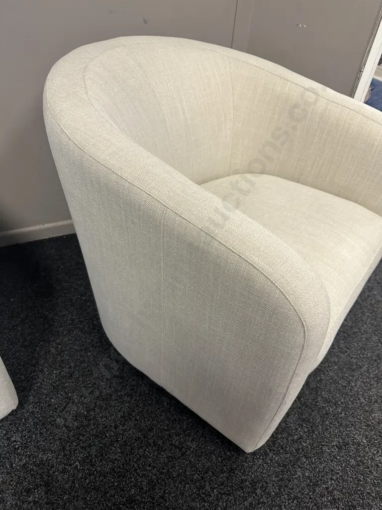 Pair Of Stunning Linen Look Off White Swivel Chairs Image 1++
