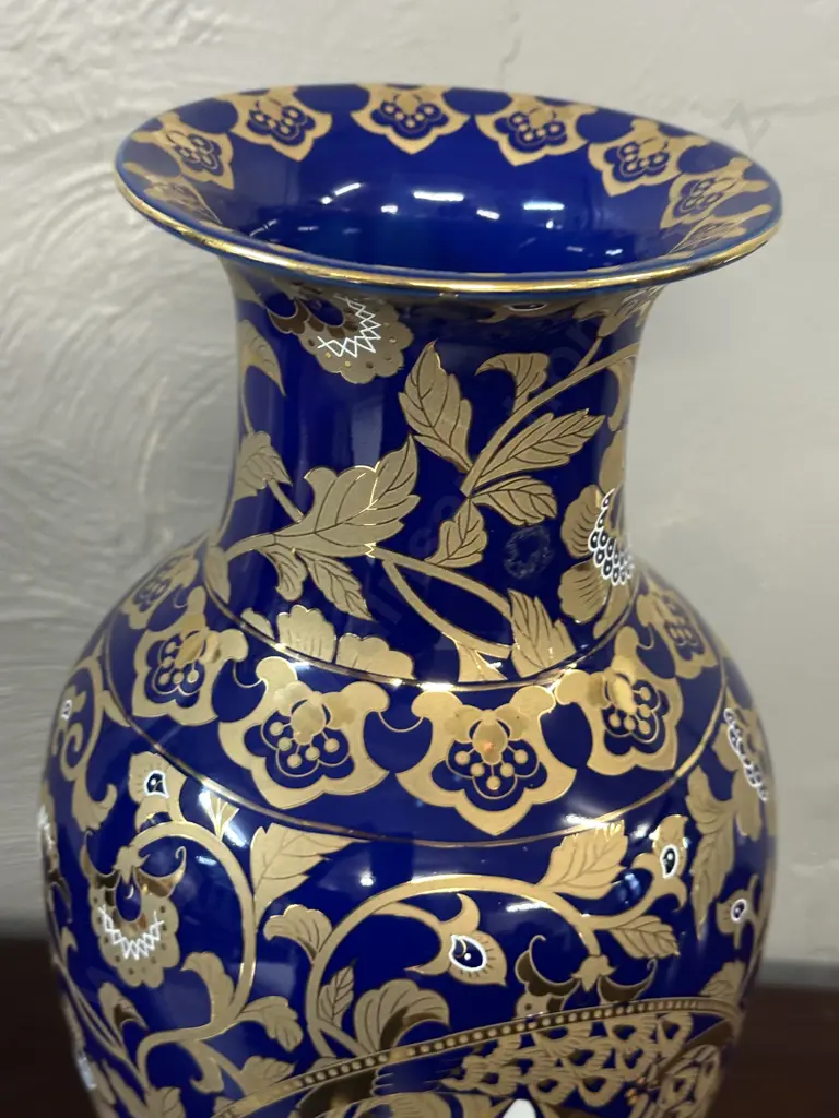 Hand Painted Vase Porcelain Dane Collection Blue/Gold H45cm. Image 1++
