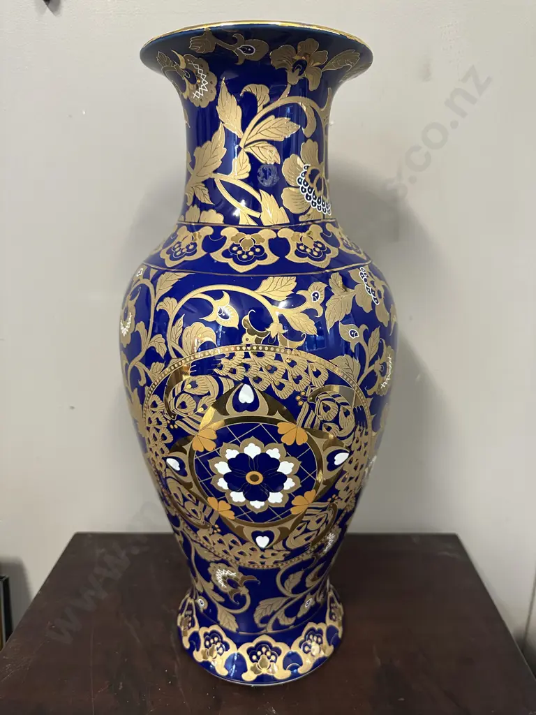 Hand Painted Vase Porcelain Dane Collection Blue/Gold H45cm. Image 1++
