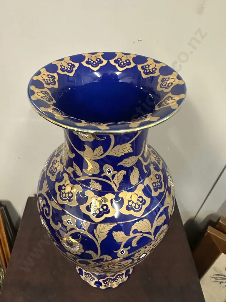 Hand Painted Vase Porcelain Dane Collection Blue/Gold H45cm. Image 1++