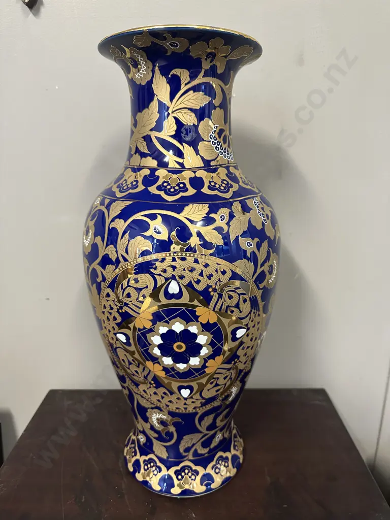 Hand Painted Vase Porcelain Dane Collection Blue/Gold H45cm. Image 1++