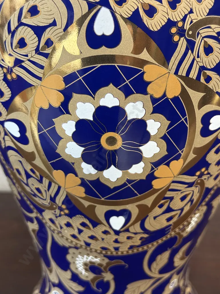 Hand Painted Vase Porcelain Dane Collection Blue/Gold H45cm. Image 1++