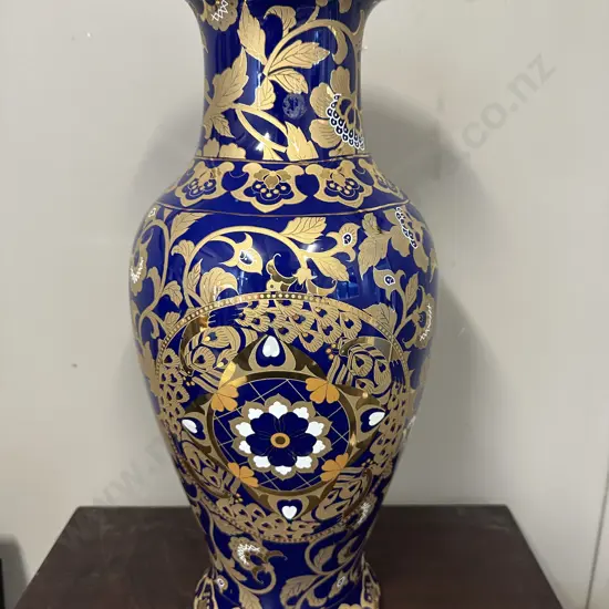 Hand Painted Vase Porcelain Dane Collection Blue/Gold H45cm.