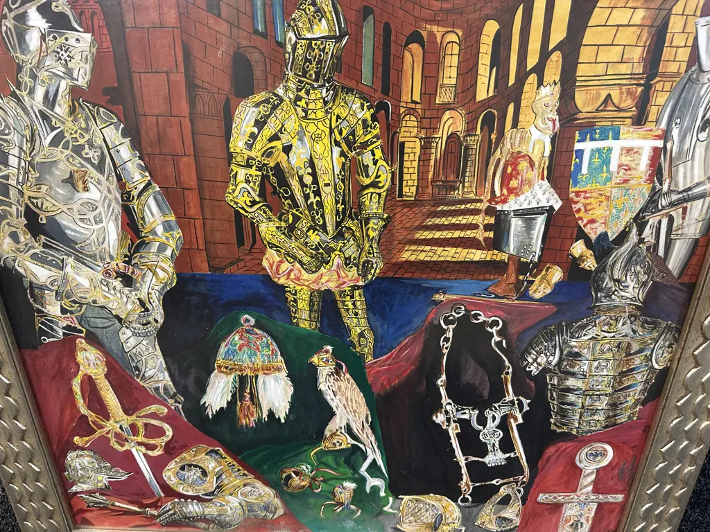 Original Gilt Framed Artwork By Peter Duncan Purcell Titled 'Armour In The Tower Of London' 2004 H85,W91cm. Image 1++