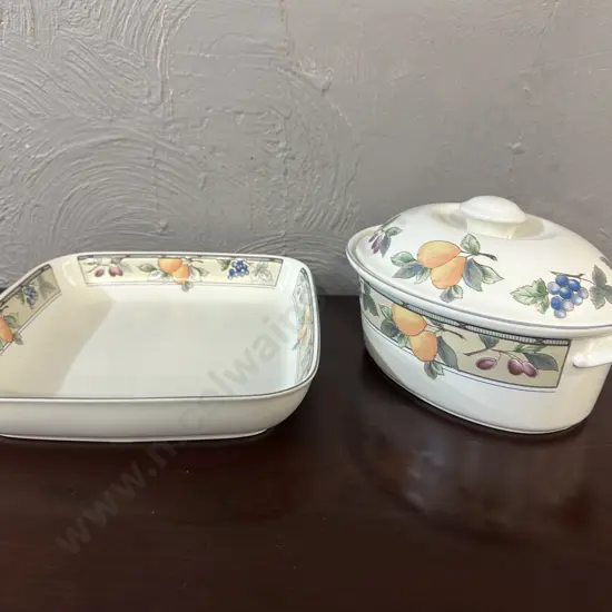 Mikasa Intaglio Garden Harvest Square Serving Dish & Oval Lidded Casserole Dish