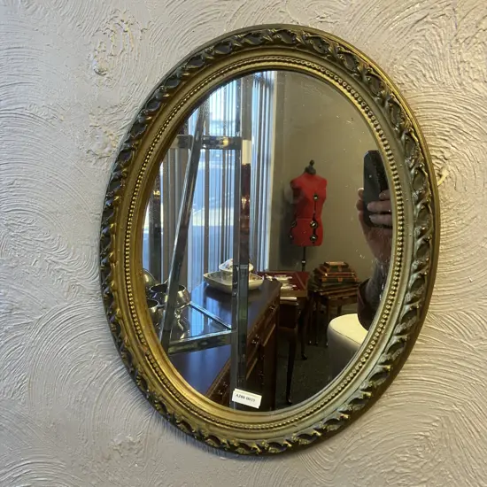 Gilt Framed Oval Wall Mirror. 45 x 36cm