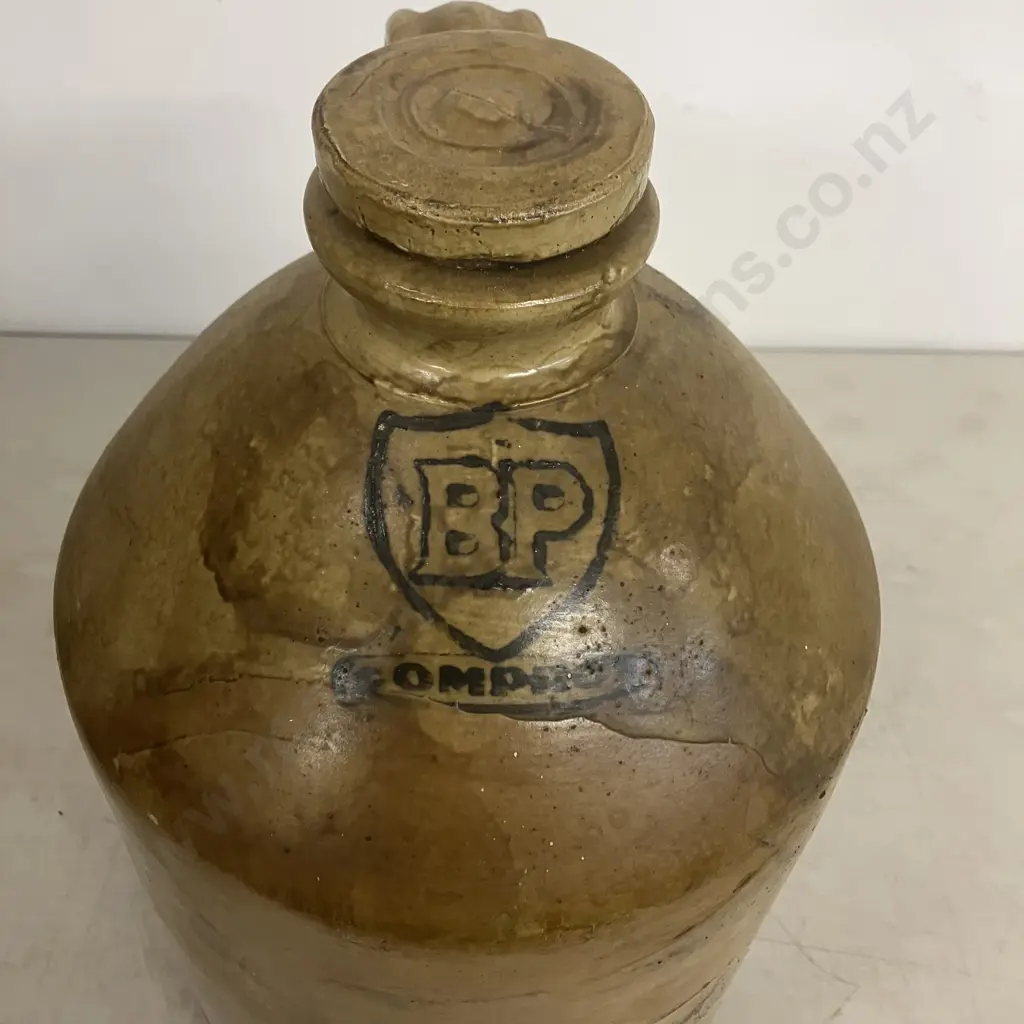 BP Comprox Timaru Potteries Stoneware Demijohn With Stopper, 1940s, Stamped BP Comprox. 43 x 23cm Image 1++
