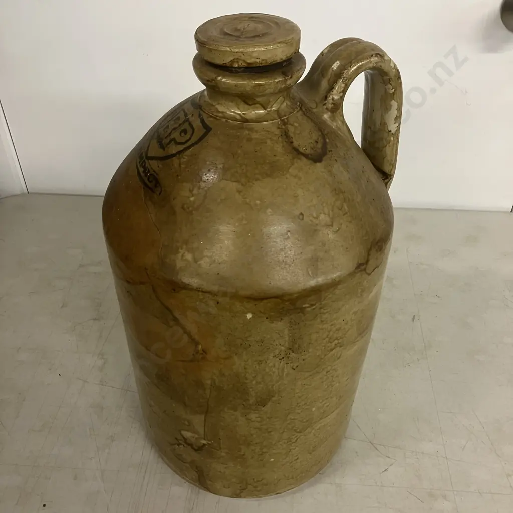 BP Comprox Timaru Potteries Stoneware Demijohn With Stopper, 1940s, Stamped BP Comprox. 43 x 23cm Image 1++